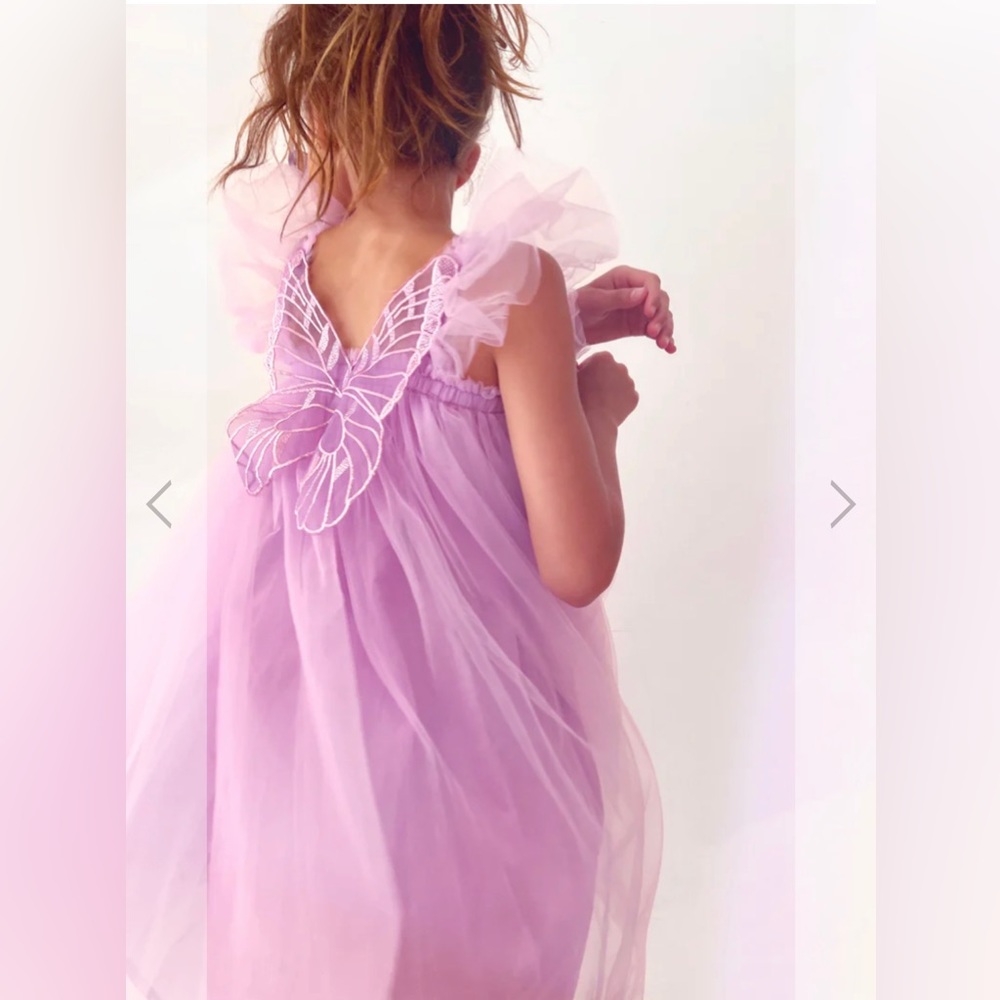 Nwot Lola+the boys labender butterfly fairy dress Sz 5/6